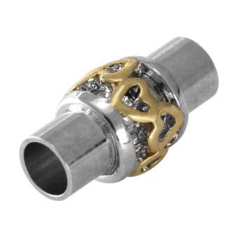 Magnetverschluss, 18X9mm, Loch-Ø 5mm, Metall, silber-goldfarben 