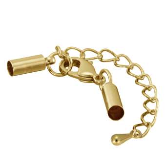 Verschluss mit Kette, 62X3mm, Loch-Ø 2mm, goldfarben 
