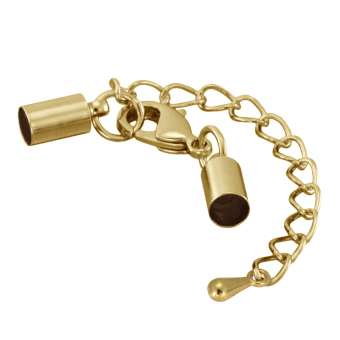 Verschluss mit Kette, 36X4mm, Loch-Ø 3mm, goldfarben 