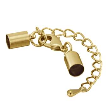 Verschluss mit Kette, 35X5mm, Loch-Ø 4mm, goldfarben 
