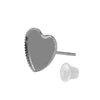 Ohrstecker für Ø 8X8 mm große Cabochon Herzen, silberfarben silber