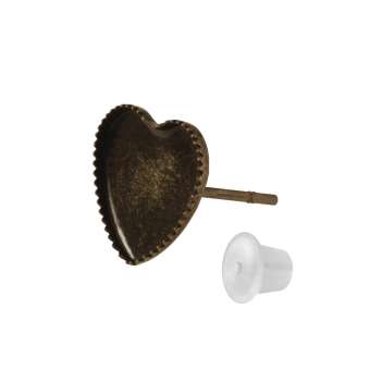 Ohrstecker für Ø 8X8 mm große Cabochon Herzen, bronzefarben bronze