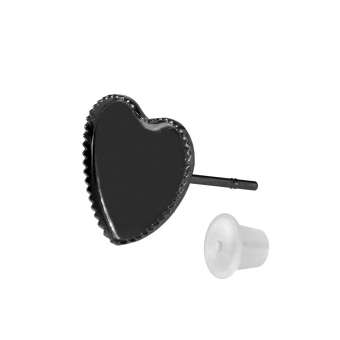 Ohrstecker für Ø 8X8 mm große Cabochon Herzen, schwarz silberfarben schwarz silber