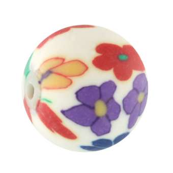 Fimoperle,12mm, rund, eierschalen weiß 