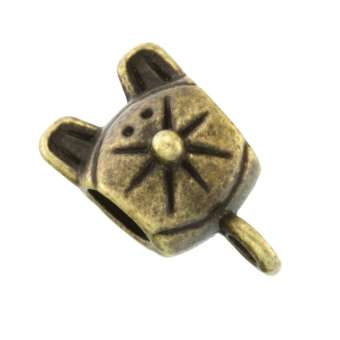 Großlochperle mit Anhängerhalter, 10X15mm, Katze, bronzefarben bronzefarben