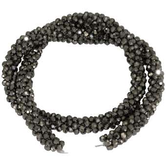 Handgeknoteter Perlenstrang, 420X8mm, dunkelsilber HEM antiksilber