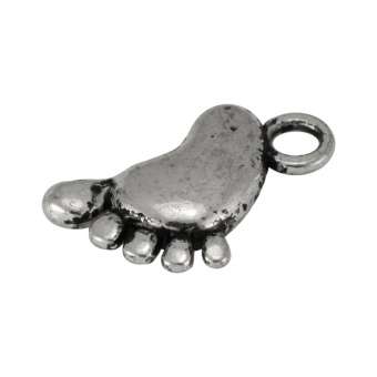 Metallanhänger "Fuß", 16X8mm, Metall, silberfarben 