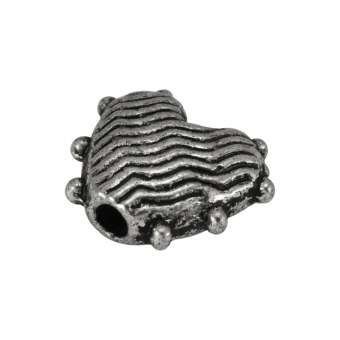 Metallperle "Herz", 8X9mm, silberfarben 