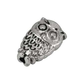 Metallperle "Eule", 10X6mm, silberfarben 