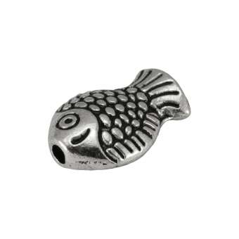 Metallperle "Fisch", 10X7mm, silberfarben 