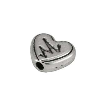 Metallperle "Herz", 8X7mm, silberfarben 
