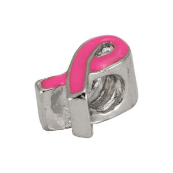 Großlochperle, 12mm, Schleife, Metall, rosa (silberfarben) 