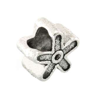 Großlochperle aus Metall, 12X12mm, Stern, silberfarben silberfarben