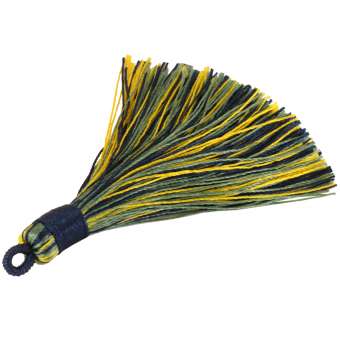 Quaste aus Satinband, 70 mm, bunt (blau-türkis-gelb) bunt (blau-türkis-gelb)