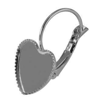 Ohrhaken für Ø 12 mm große Cabochons Herzen, silberfarben silber