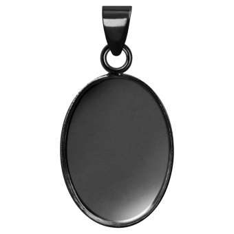Anhänger Halter für Ø 13X18 mm große, ovale Cabochons, schwarz silberfarben schwarz silber