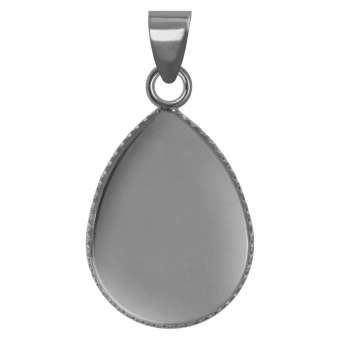 Anhänger Halter für Ø 13X18 mm große Cabochons tropfen, silberfarben silber