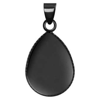 Anhänger Halter für Ø 13X18 mm große Cabochons tropfen, schwarz silberfarben schwarz silber