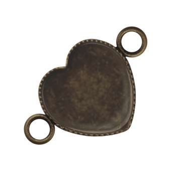 Anhänger Halter für Ø 12X12 mm große Cabochons Herzen, bronzefarben bronze