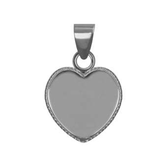 Anhänger Halter für Ø 12X12 mm große Cabochons Herzen, silberfarben silber