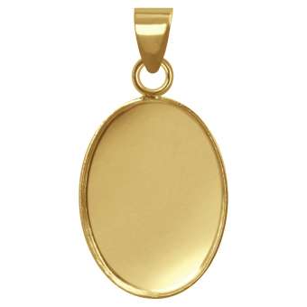 Anhänger Halter für Ø 13X18 mm große, ovale Cabochons, goldfarben gold