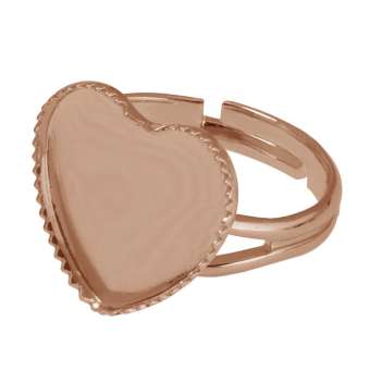 Ring für Ø 12X12 mm große Cabochons Herzen, roségoldfarben roségold