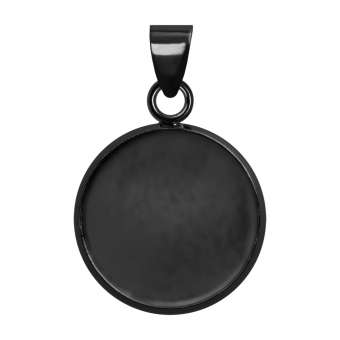 Anhänger Halter für Ø 14 mm große Cabochons, schwarz silberfarben schwarz silber