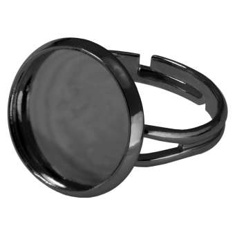 Ring für Ø 16 mm große Cabochons, schwarz silberfarben schwarz silber