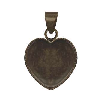 Anhänger Halter für Ø 12X12 mm große Cabochons Herzen, bronzefarben bronze