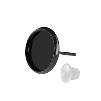 Ohrstecker für Ø 10 mm große Cabochons, schwarz silberfarben schwarz silber