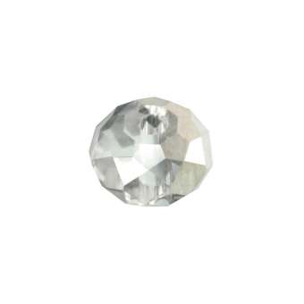Glasschliffperle, briolette, 6X4mm, transparent (silber) transparent (silber)