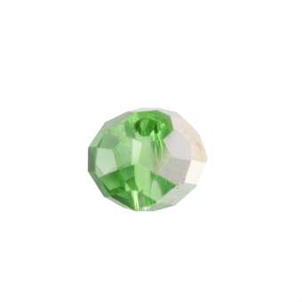 Glasschliffperle, briolette, 6X4mm, hellgrün (silber) hellgrün (silber)
