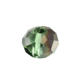 Glasschliffperle, briolette, 8X6mm, hellgrün (schwarz-silber) hellgrün (schwarz-silber)