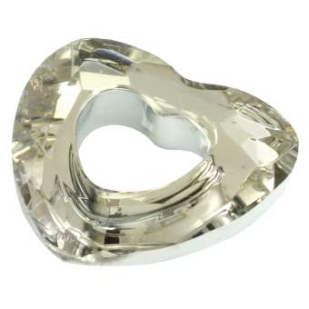 Anhänger aus facettiertem Glas, 32X7mm, Herzform, transparent-goldfarben transparent-goldfarben
