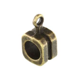 Großlochperle mit Anhängerhalter, 5X7mm, rechteckig, bronzefarben bronzefarben