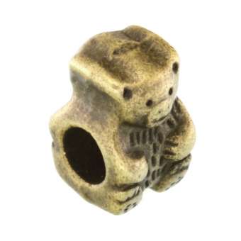Großlochperle aus Metall, 8X13mm, Teddy Bär, bronzefarben bronzefarben