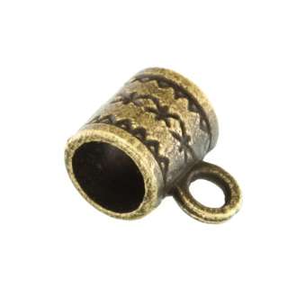 Großlochperle mit Anhängerhalter, 8X7mm, Zylinder, bronzefarben 