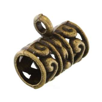Großlochperle mit Anhängerhalter, 13X8mm, Zylinder, bronzefarben bronzefarben