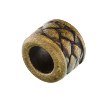 Großlochperle mit Ornament, 8X10mm, Zylinder, bronzefarben bronzefarben