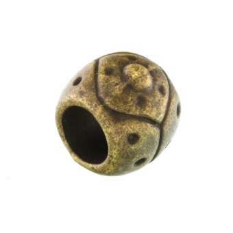 Großlochperle mit Ornament, 8X10mm, rund, bronzefarben bronzefarben