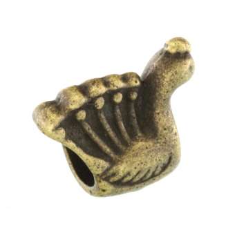 Großlochperle aus Metall, 14X10mm, Schwan, bronzefarben bronzefarben