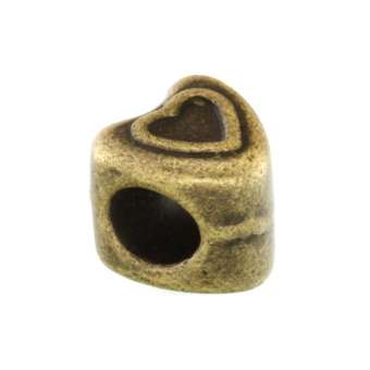 Großlochperle aus Metall, 9X9mm, Herz, bronzefarben bronzefarben