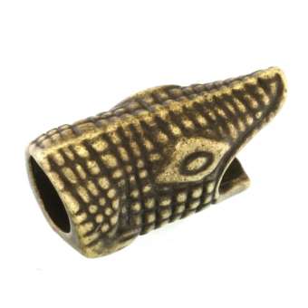 Großlochperle aus Metall, 16X8mm, Krokodil, bronzefarben bronzefarben