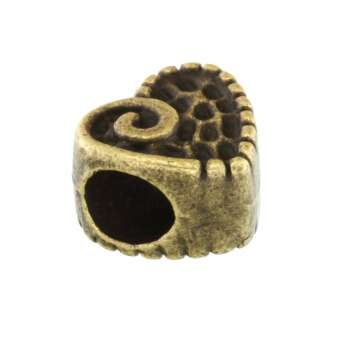 Großlochperle aus Metall, 10X10mm, Herz, bronzefarben bronzefarben