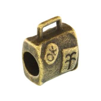 Großlochperle aus Metall, 9X12mm, Koffer, bronzefarben bronzefarben