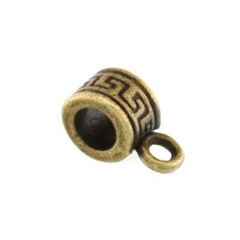 Metallperle mit Anhängerhalter, 5X6mm, Zylinder, bronzefarben 