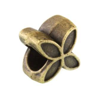 Großlochperle aus Metall, 10X10mm, Blume, bronzefarben bronzefarben