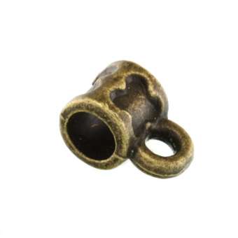 Großlochperle mit Anhängerhalter, 7X7mm, rund, bronzefarben bronzefarben