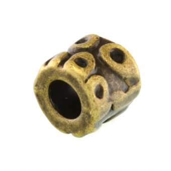 Großlochperle aus Metall, 10X5mm, Zylinder, bronzefarben 