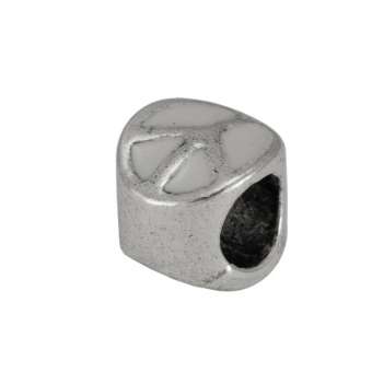 Großlochperle "peace", 7X7mm, Metall, silberfarben 